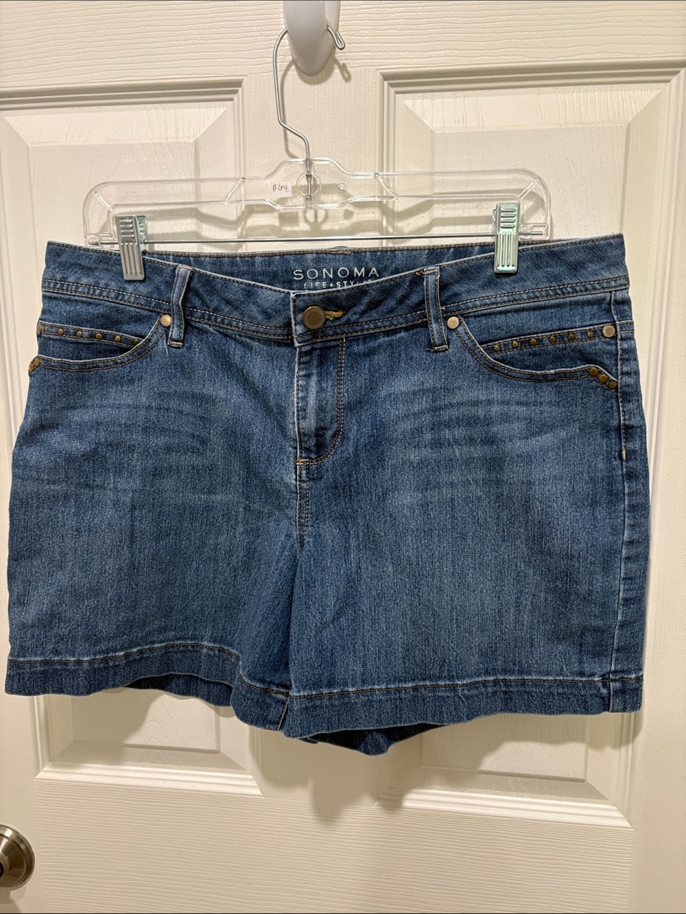SONOMA women Blue Denim Jean Shorts with Stud Accents